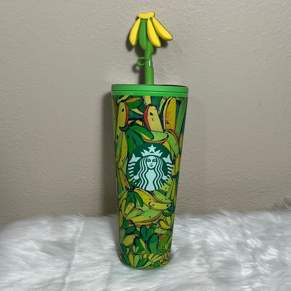 NWT Farm Rio Starbucks Green Banana Leaf Tropical 24oz Tumbler